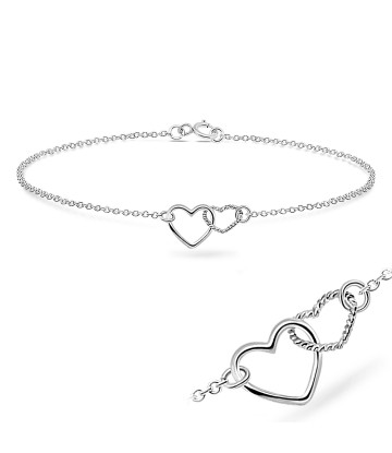 Dual Hearts Silver Bracelet BRS-42